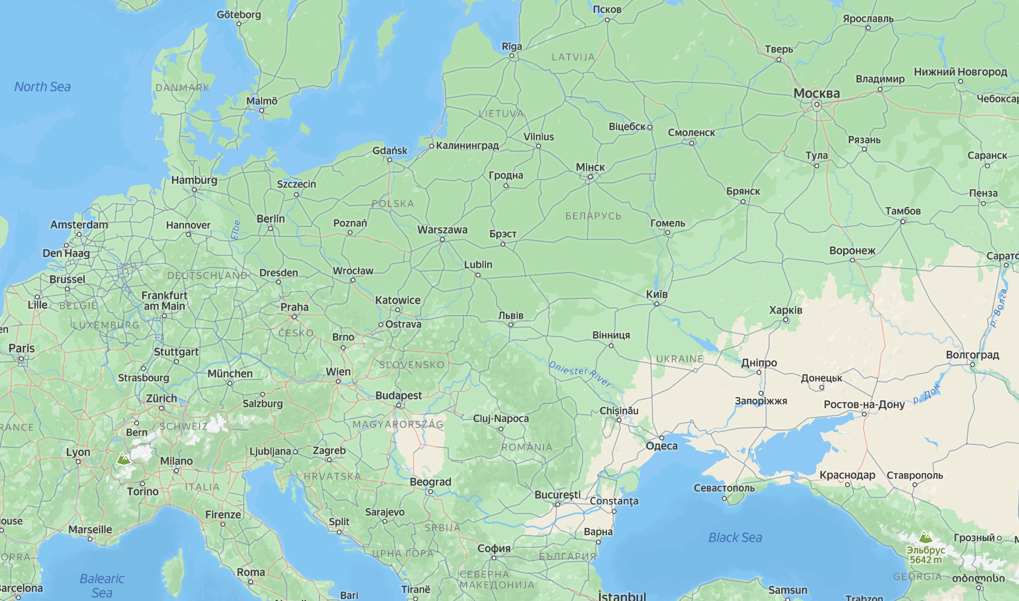 Screenshot from the Yandex Maps website